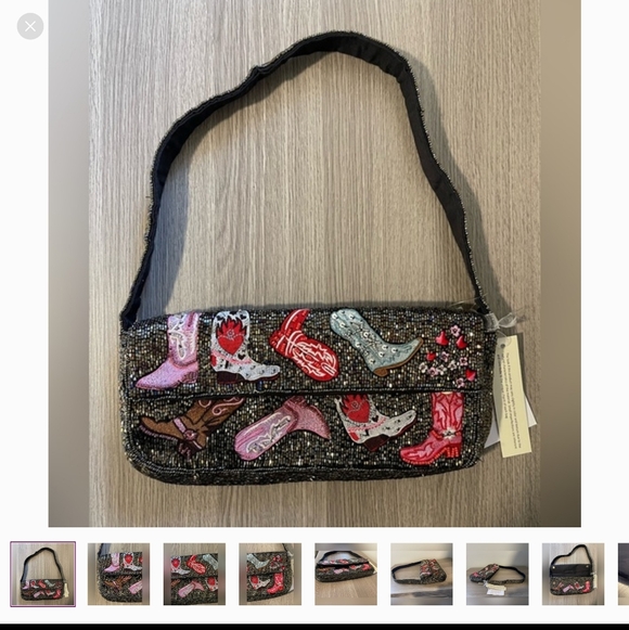 NWT Beaded Western Boots Shoulder Bag - Cowgirl Rodeo Festival Clutch - Picture 14 of 14
